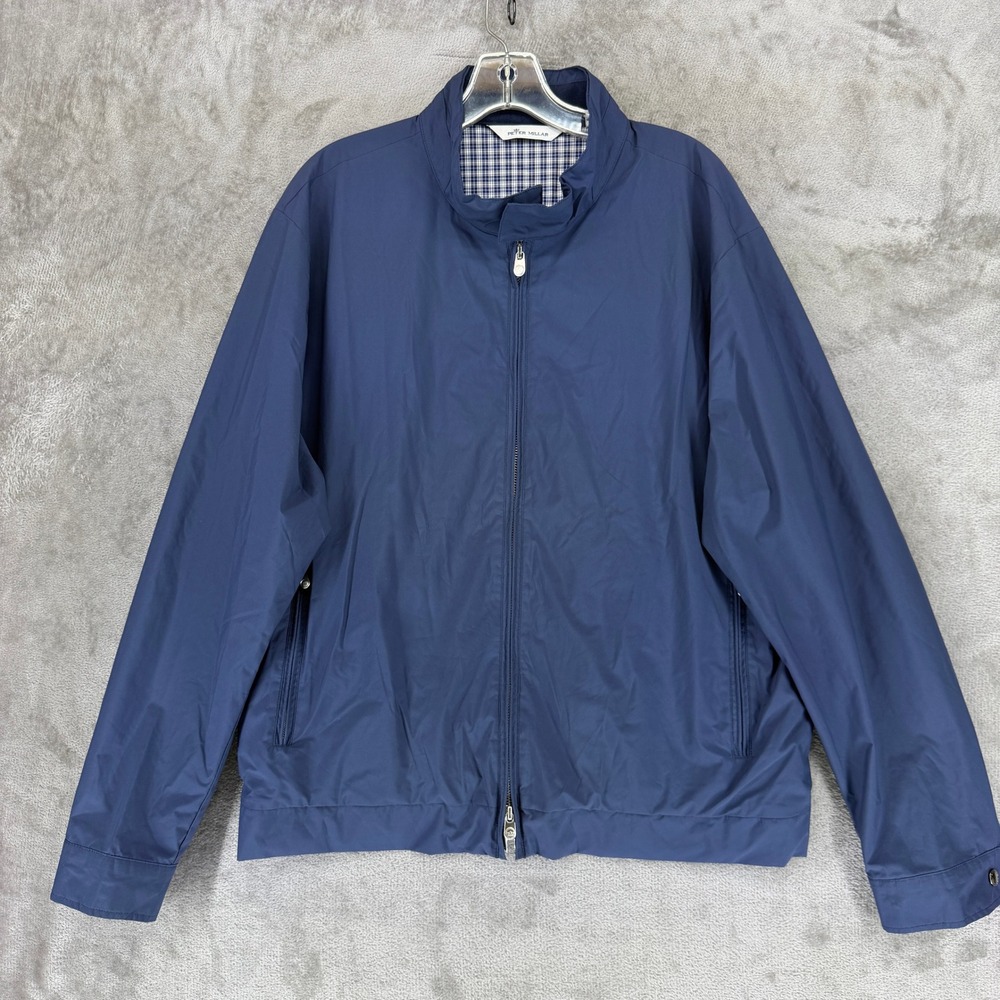 Peter Millar Jacket Mens XL MS20Z04 Blue Windbreaker Plaid Lining EUC